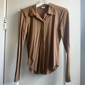 Wilfred Brown Long-Sleeve Button-Front Shirt